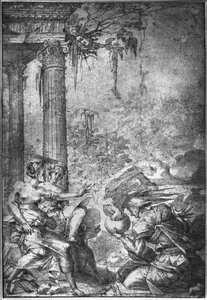 Magische scène door Giovanni Battista Rosso Fiorentino